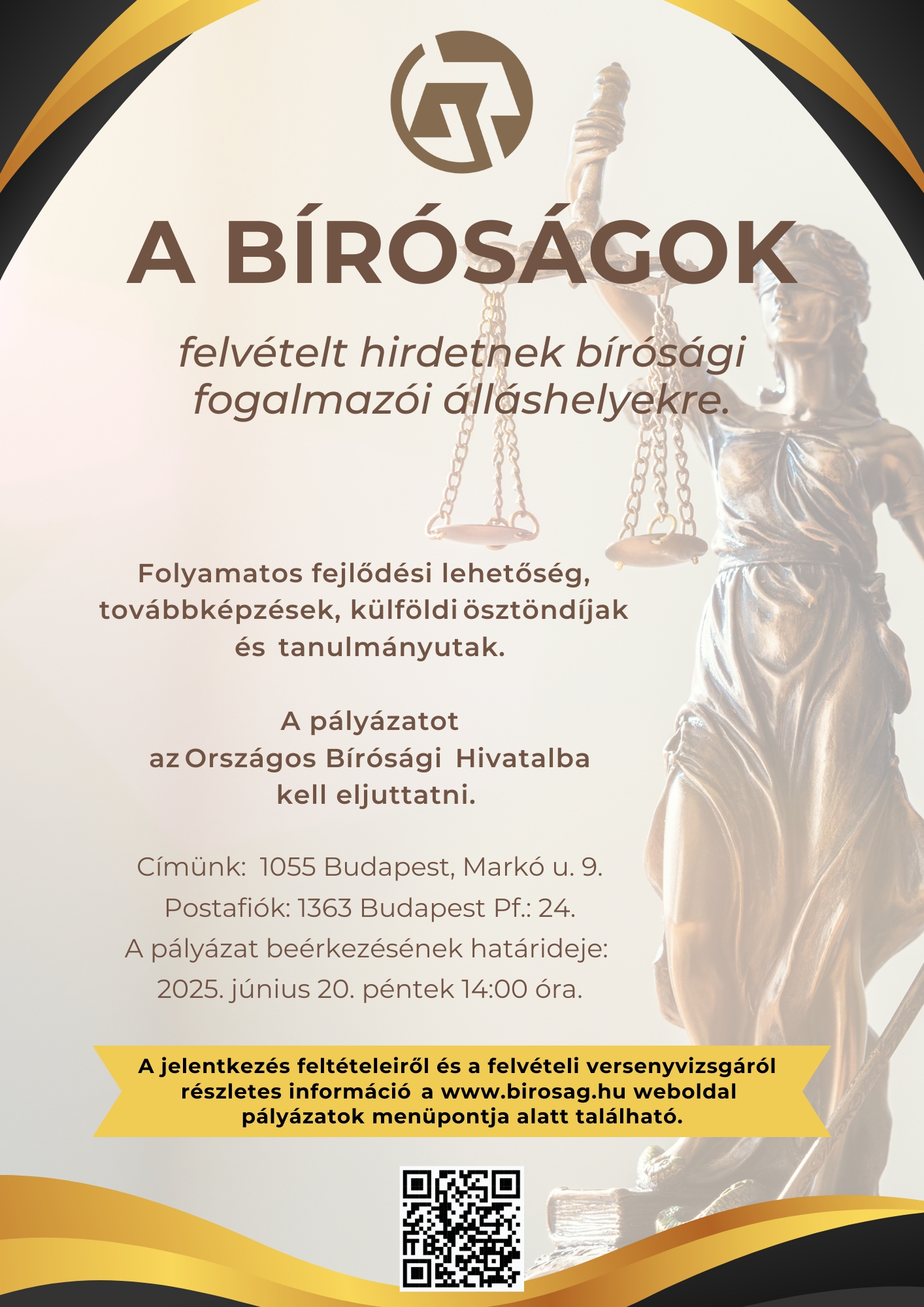 Bírósági fogalmazói pályázat plakátja